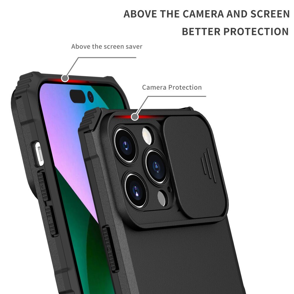 Cover Kickstand con Protezione fotocamera iPhone 15 Pro Max Nero