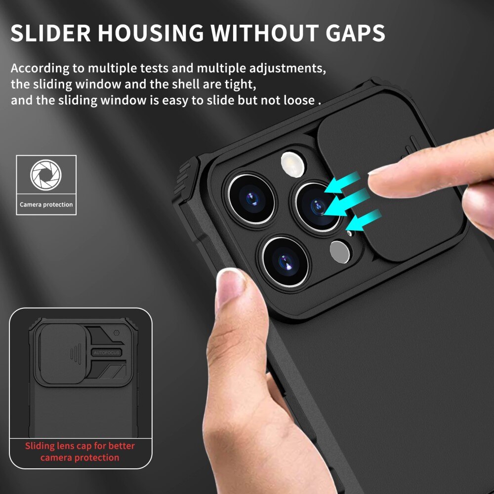 Cover Kickstand con Protezione fotocamera iPhone 15 Pro Max Nero