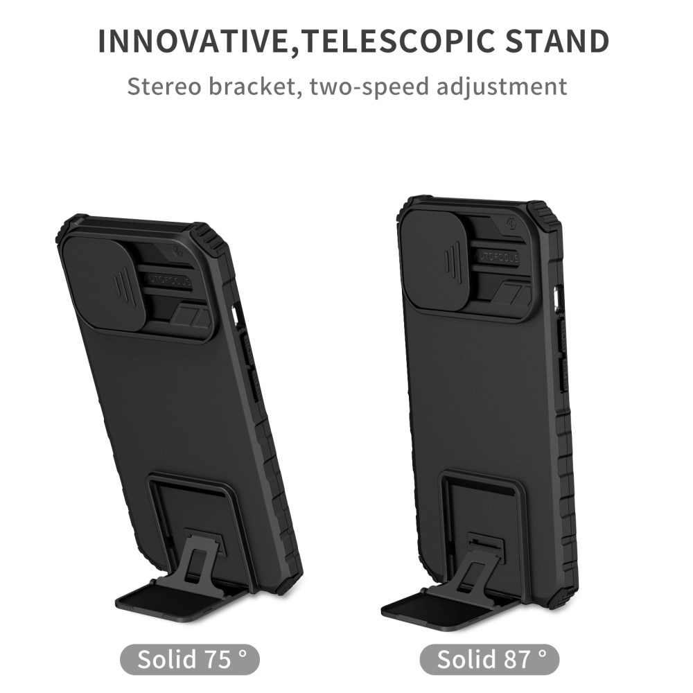 Cover Kickstand con Protezione fotocamera iPhone 15 Nero