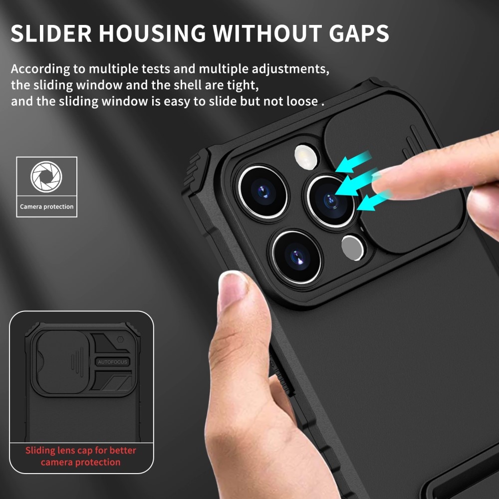 Cover Kickstand con Protezione fotocamera iPhone 15 Pro Nero