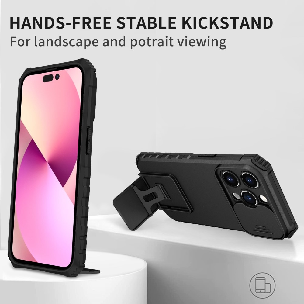 Cover Kickstand con Protezione fotocamera iPhone 15 Pro Nero