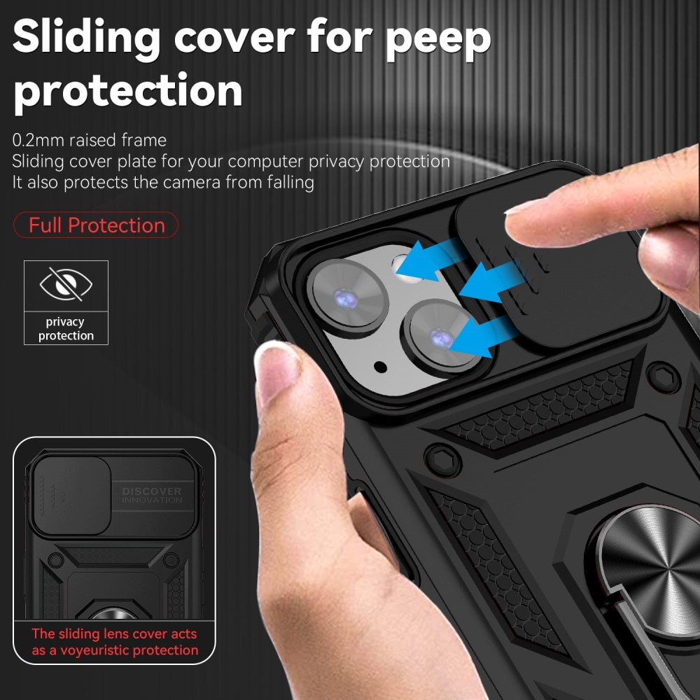 Cover ibride con anello e protezione fotocamera iPhone 15 Nero