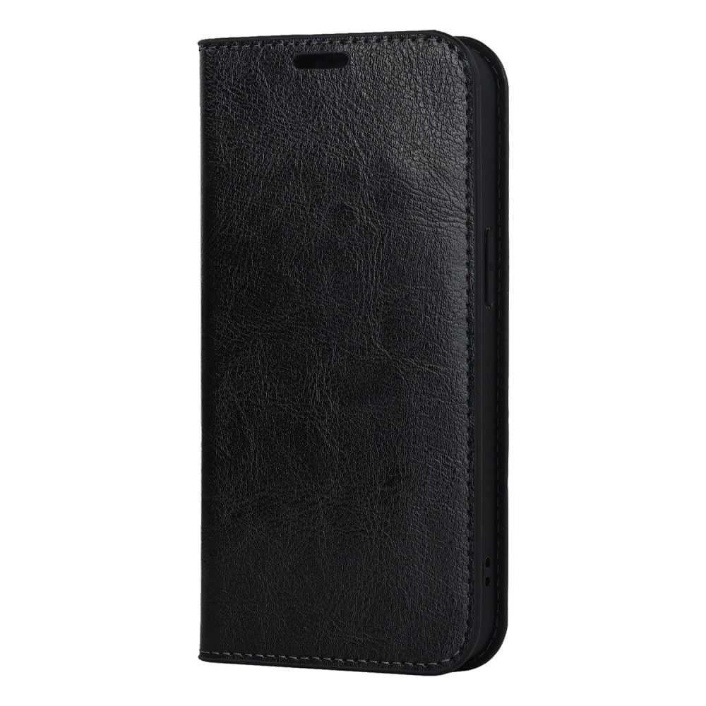 Cover Portafoglio in vera pelle iPhone 15 nero