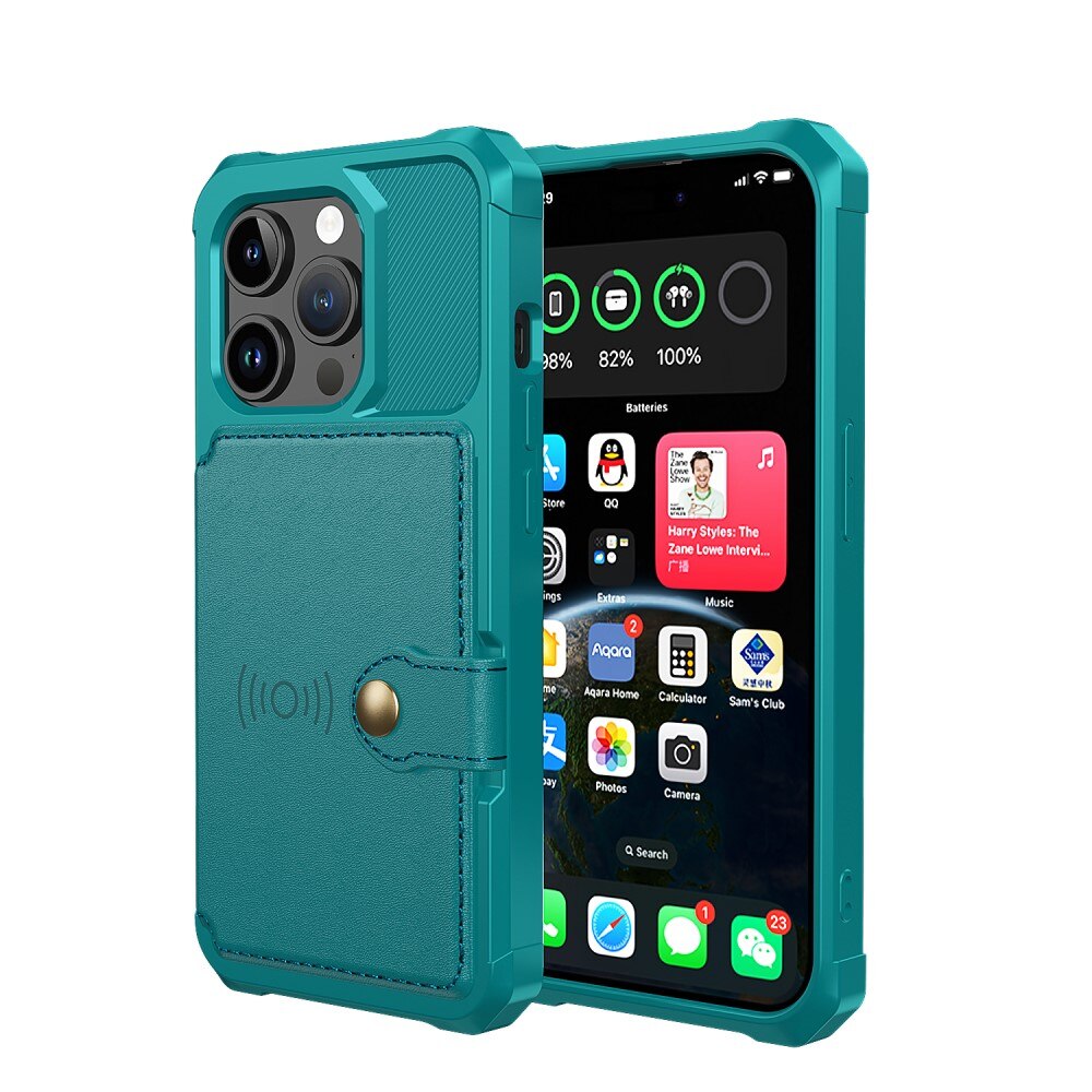 Cover con portacarte Tough Multi-slot iPhone 15 Pro Max verde