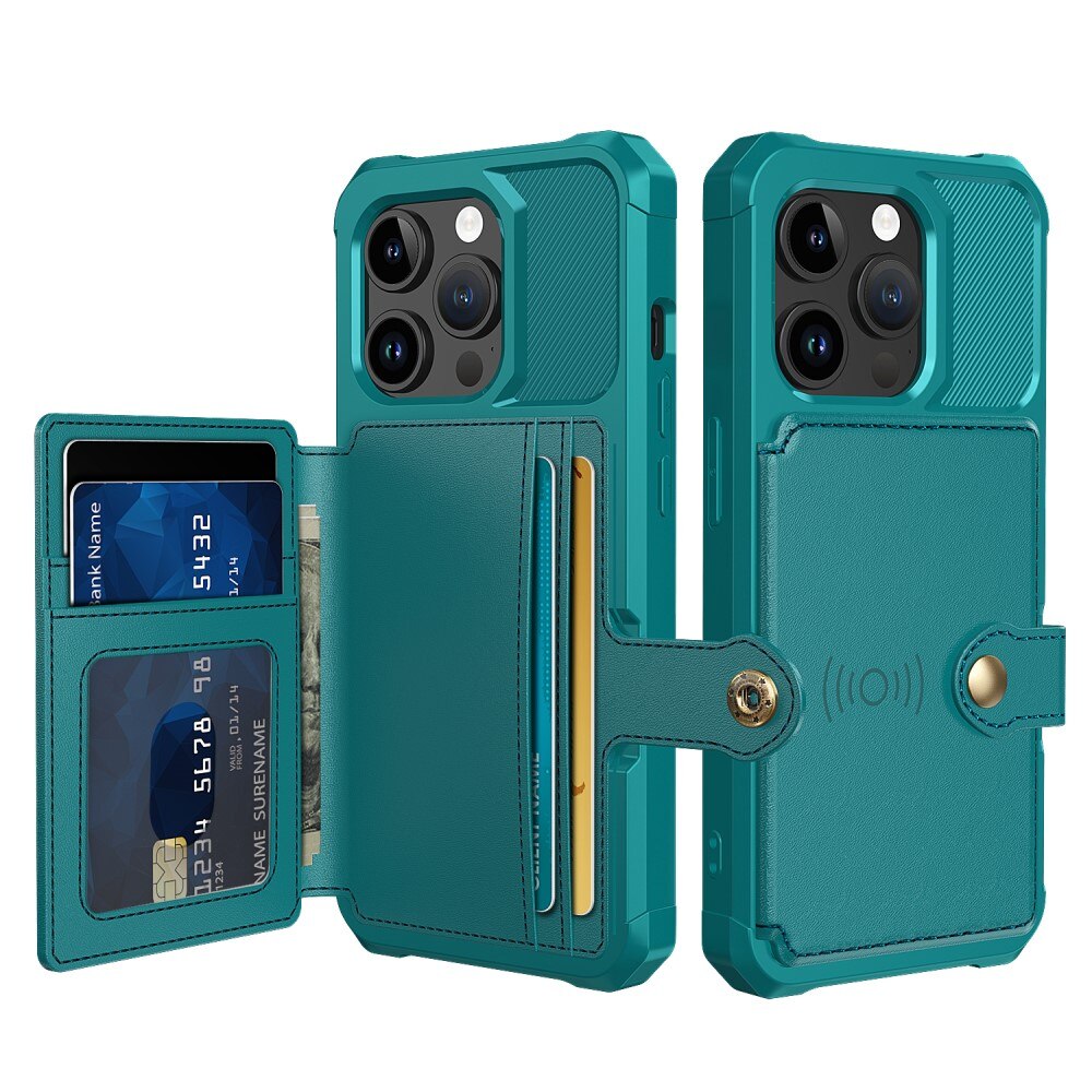 Cover con portacarte Tough Multi-slot iPhone 15 Pro Max verde