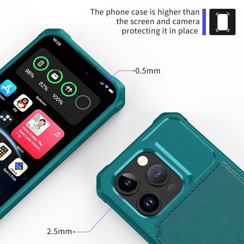 Cover con portacarte Tough Multi-slot iPhone 15 Pro Max verde