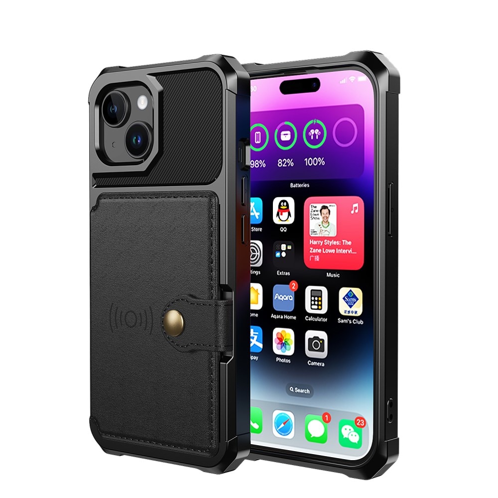 Cover con portacarte Tough Multi-slot iPhone 15 nero