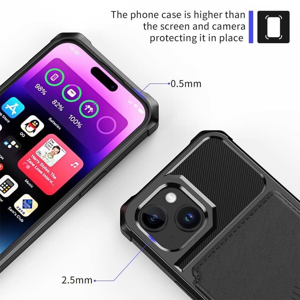 Cover con portacarte Tough Multi-slot iPhone 15 nero