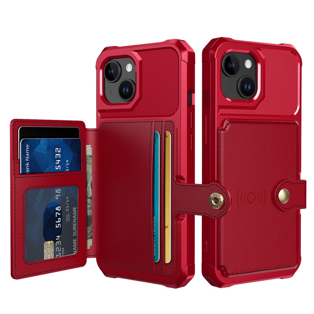 Cover con portacarte Tough Multi-slot iPhone 15 rosso