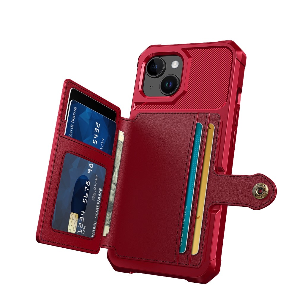 Cover con portacarte Tough Multi-slot iPhone 15 rosso