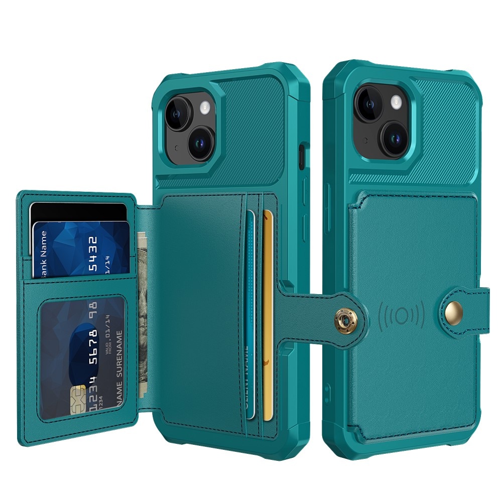 Cover con portacarte Tough Multi-slot iPhone 15 verde