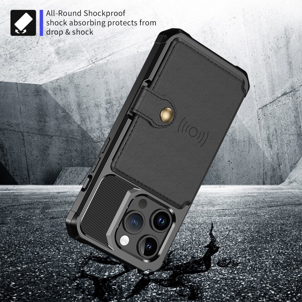 Cover con portacarte Tough Multi-slot iPhone 15 Pro nero