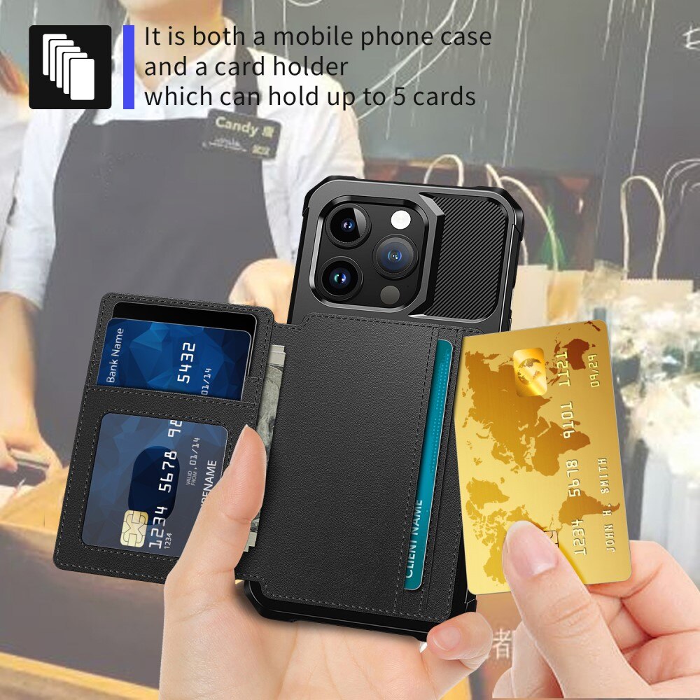 Cover con portacarte Tough Multi-slot iPhone 15 Pro nero