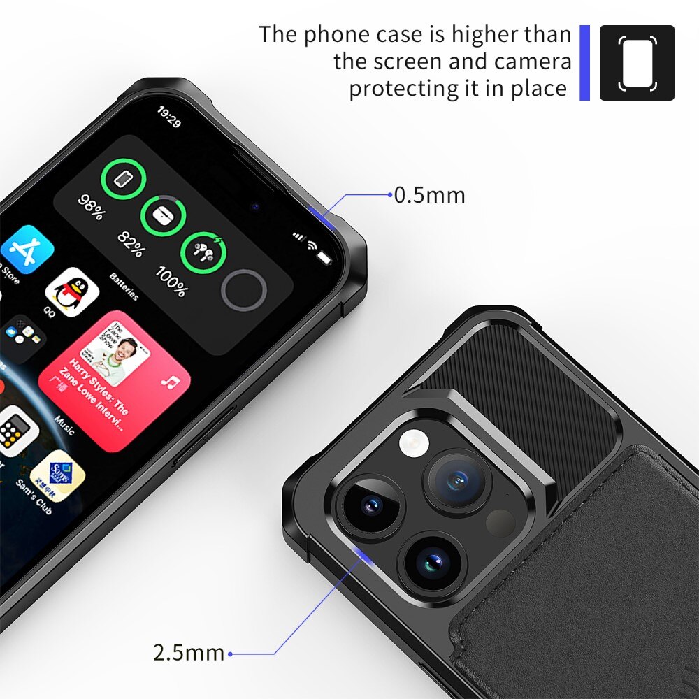 Cover con portacarte Tough Multi-slot iPhone 15 Pro nero