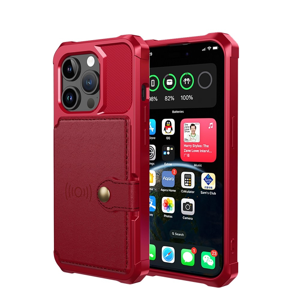 Cover con portacarte Tough Multi-slot iPhone 15 Pro rosso