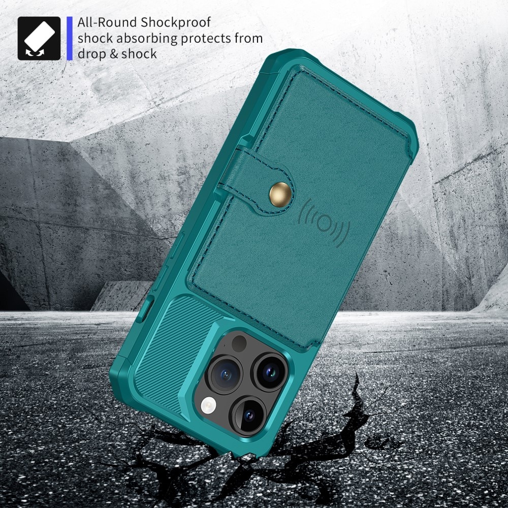 Cover con portacarte Tough Multi-slot iPhone 15 Pro verde