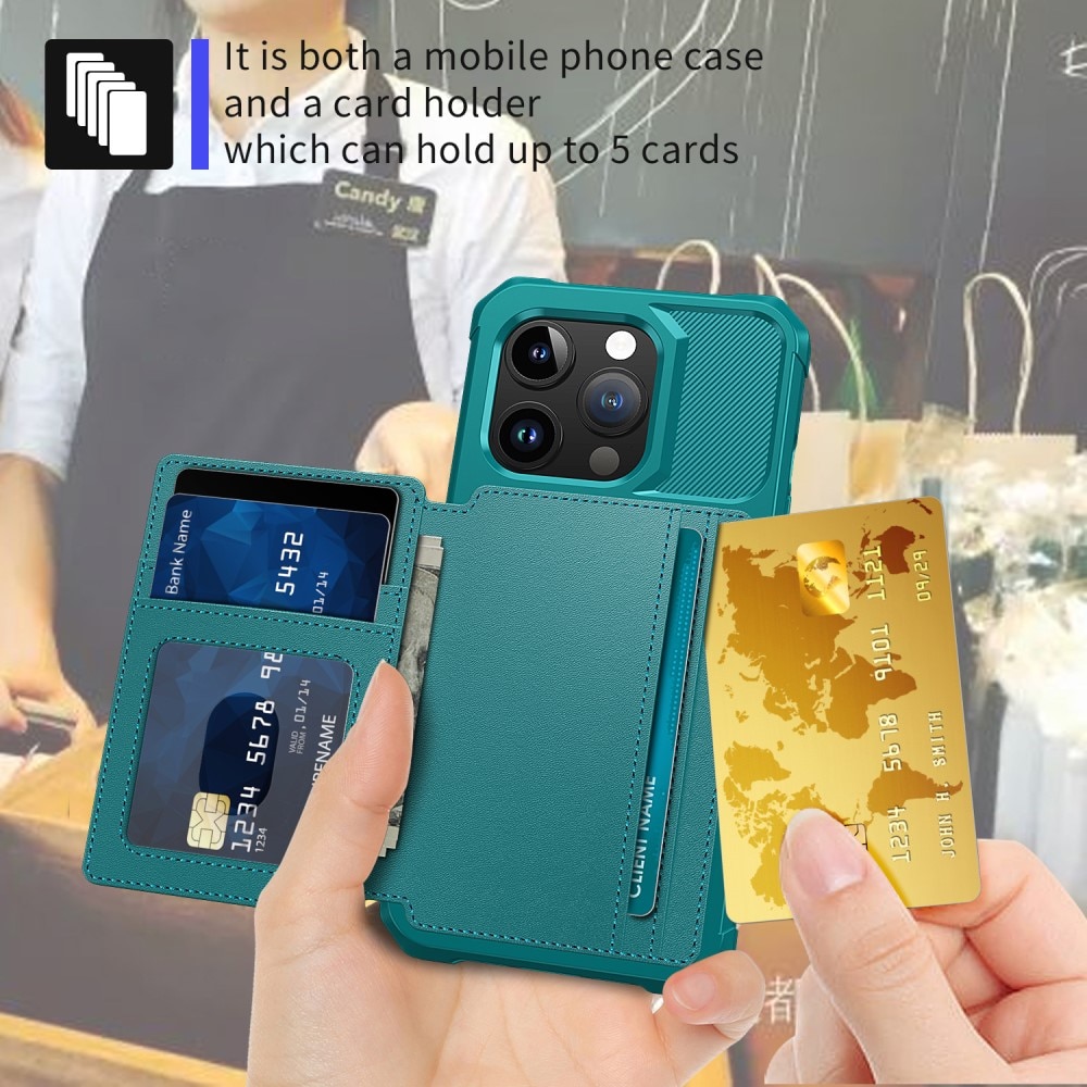 Cover con portacarte Tough Multi-slot iPhone 15 Pro verde