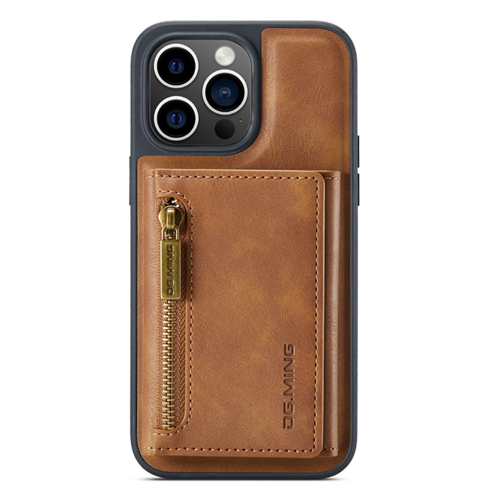 Cover Magnetic Card Slot Zipper iPhone 15 Pro Max Cognac