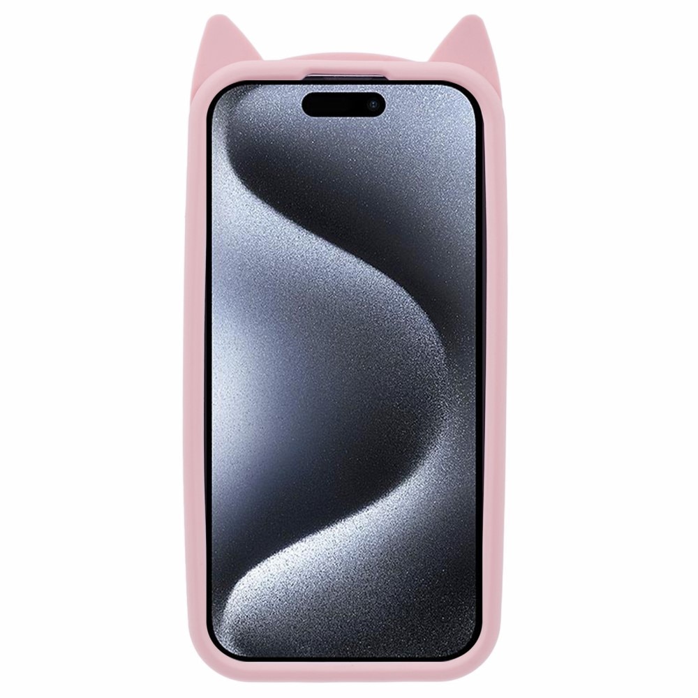 Cover in silicone Gatto iPhone 15 Pro rosa