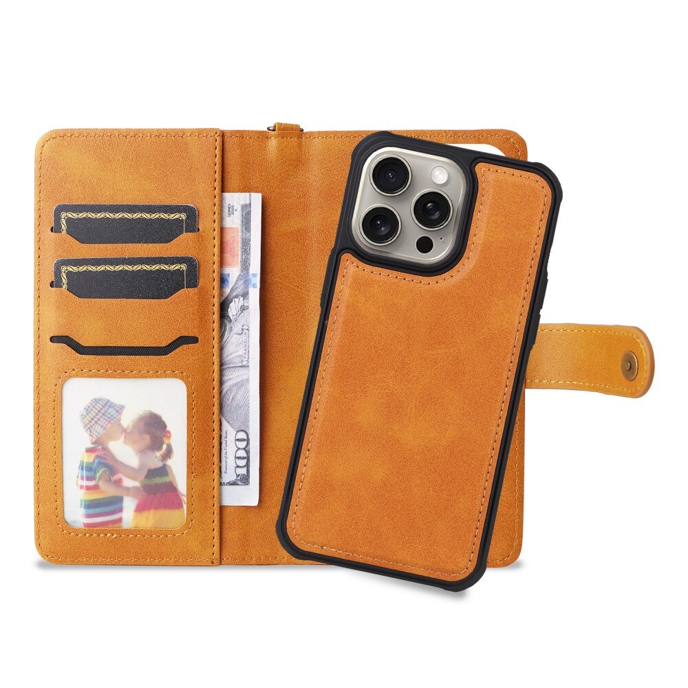 Magnet Leather Wallet iPhone 15 Pro Max Cognac