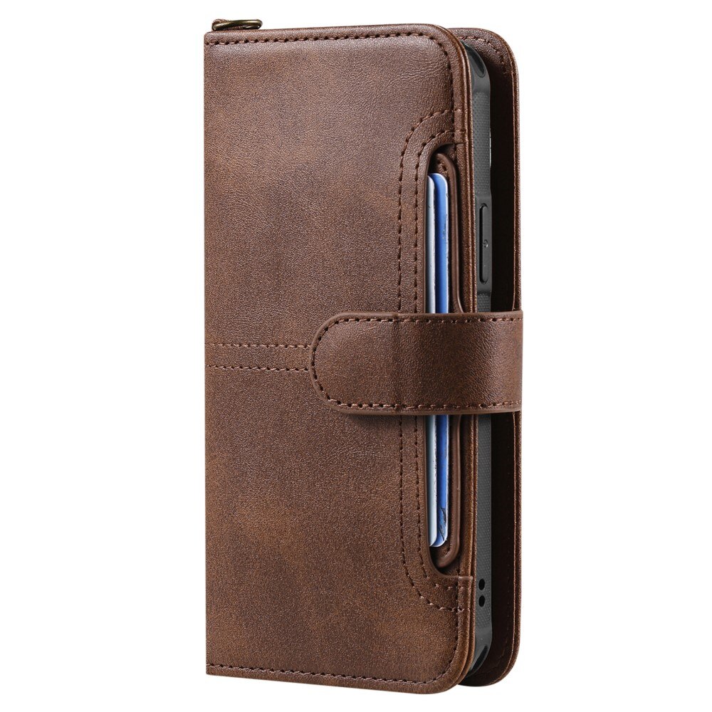 Magnet Leather Wallet iPhone 15 Pro Max marrone