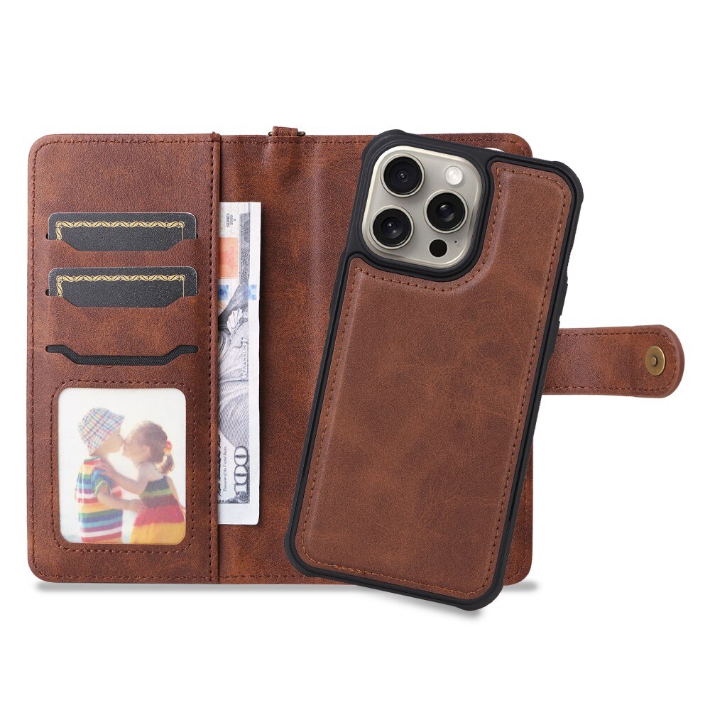 Magnet Leather Wallet iPhone 15 Pro Max marrone