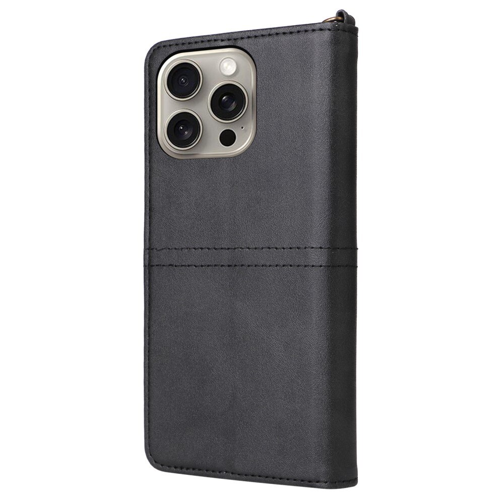 Magnet Leather Wallet iPhone 15 Pro Max nero