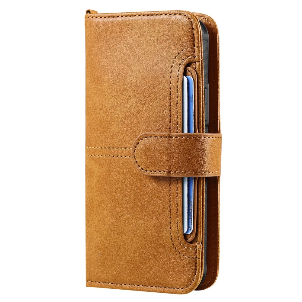 Magnet Leather Wallet iPhone 15 Pro Cognac