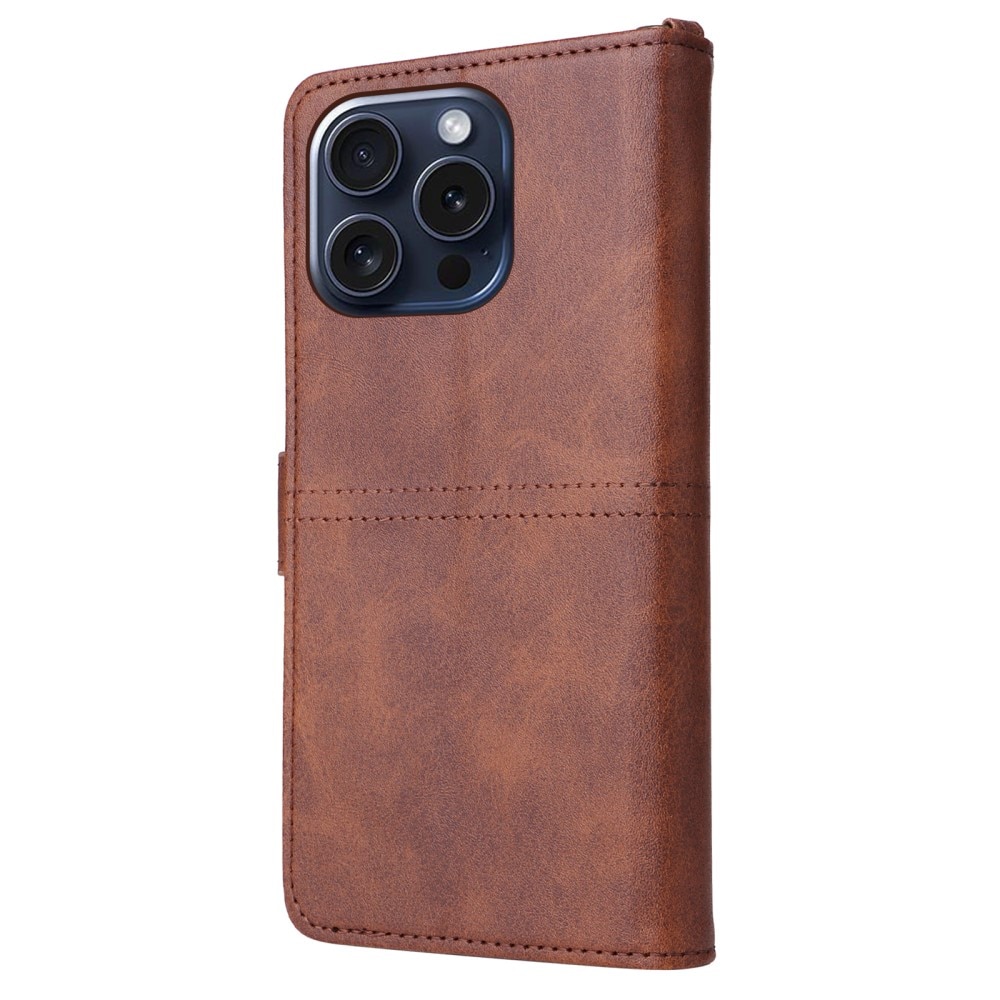 Magnet Leather Wallet iPhone 15 Pro marrone