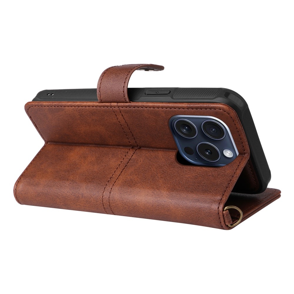 Magnet Leather Wallet iPhone 15 Pro marrone