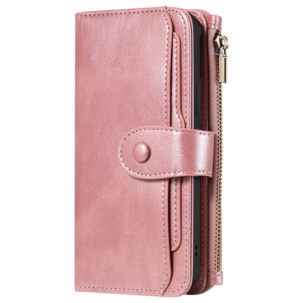 Magnet Leather Multi Wallet iPhone 15 Pro rosa