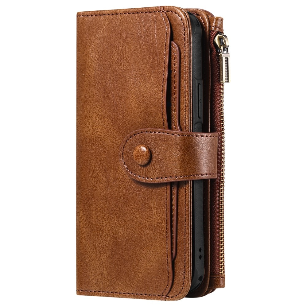 Magnet Leather Multi Wallet iPhone 15 Pro marrone