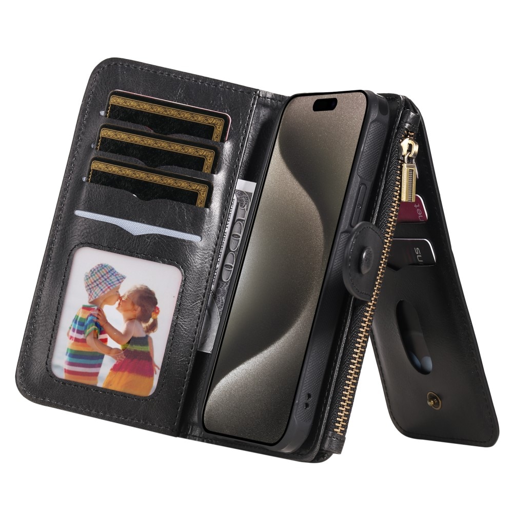 Magnet Leather Multi Wallet iPhone 15 Pro Max nero