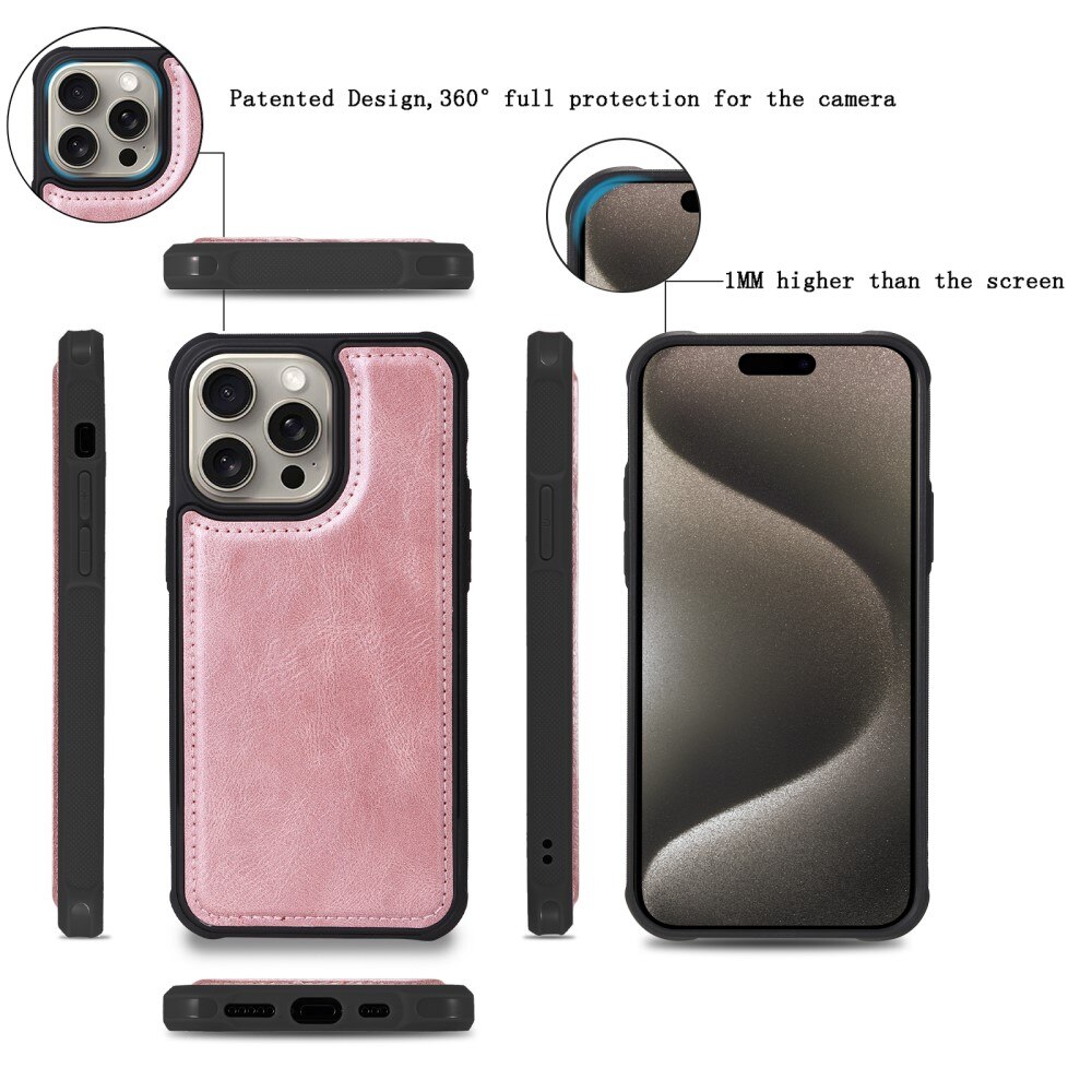 Magnet Leather Multi Wallet iPhone 15 Pro Max rosa