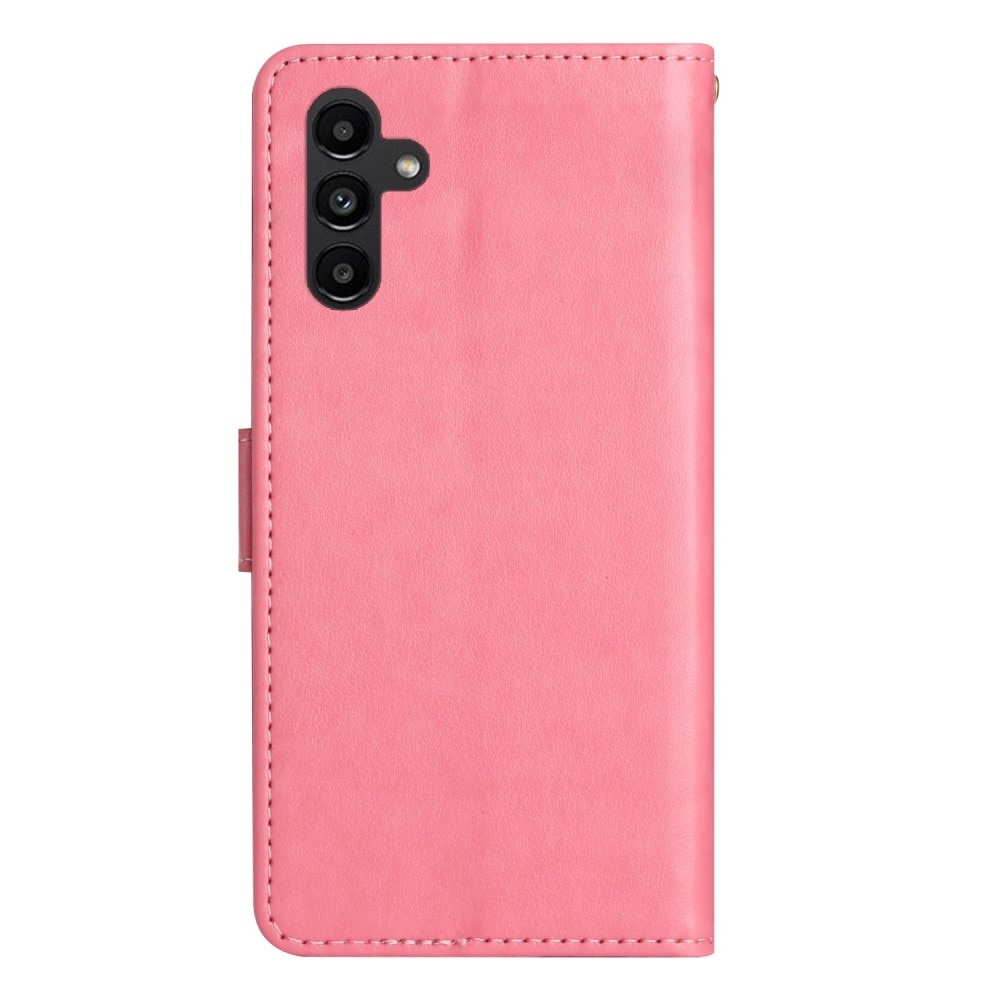 Custodia in pelle a farfalle per Samsung Galaxy A15, rosa