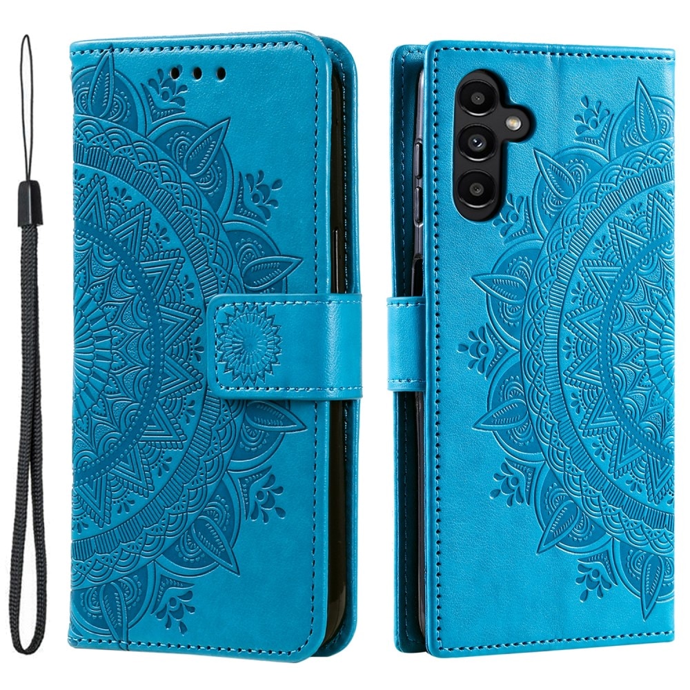 Custodia in pelle Mandala Samsung Galaxy S24 blu