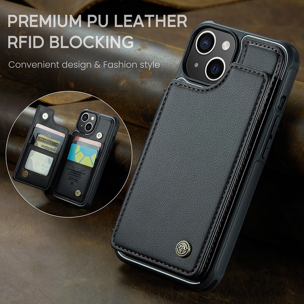 Cover con portacarte anti-RFID iPhone 14 Plus nero