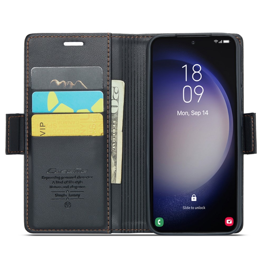 Custodie a portafoglio sottili anti-RFID Samsung Galaxy S24 Plus Nero