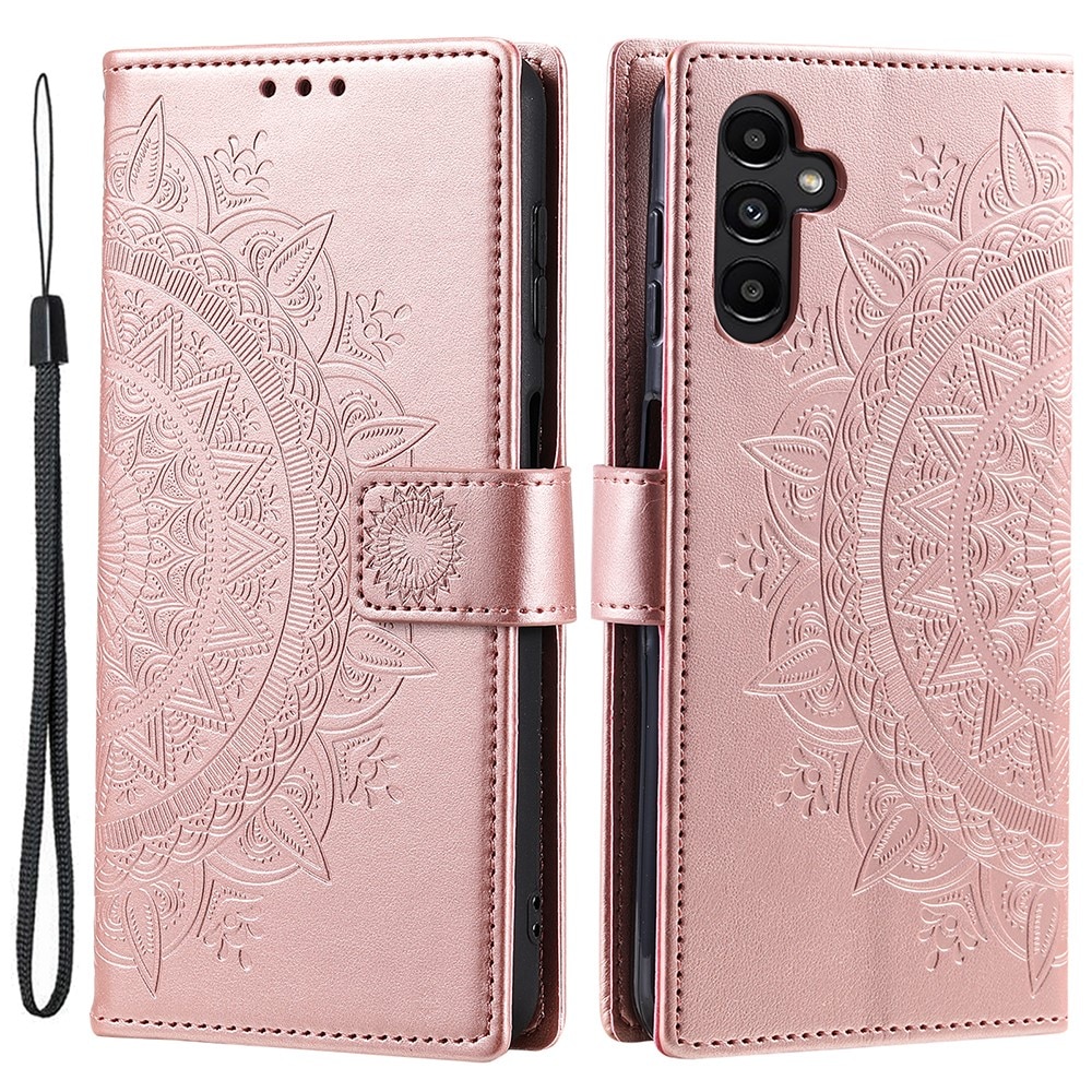 Custodia in pelle Mandala Samsung Galaxy A55 oro rosa