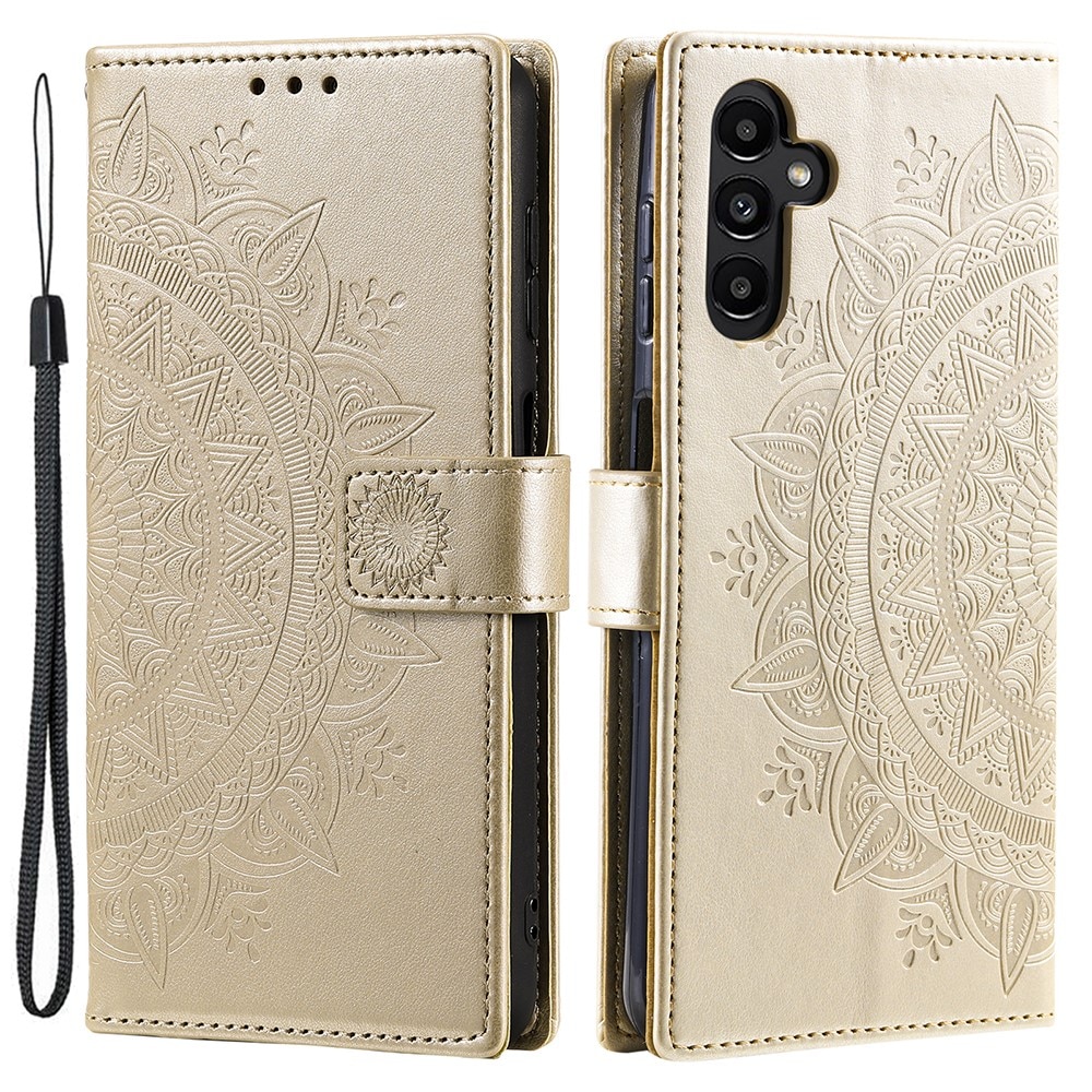 Custodia in pelle Mandala Samsung Galaxy A55 oro