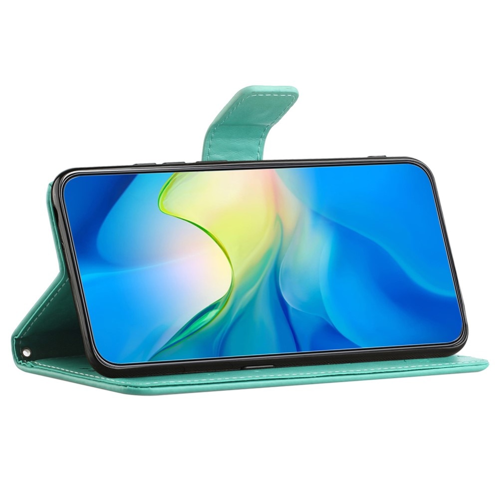 Custodia in pelle a farfalle per Samsung Galaxy A55, verde