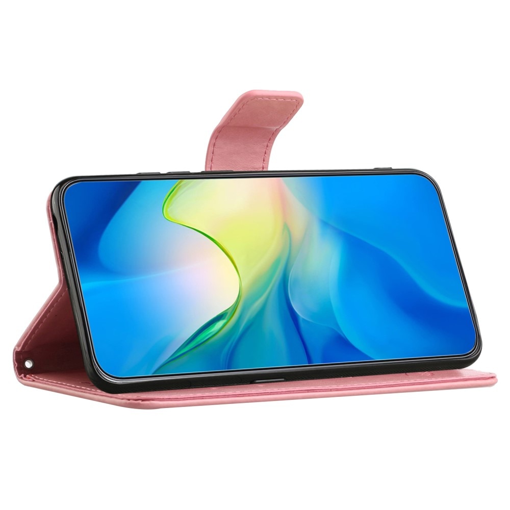 Custodia in pelle a farfalle per Samsung Galaxy A55, rosa