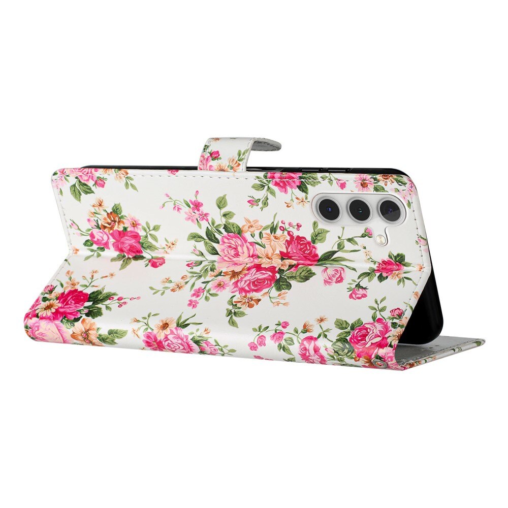 Cover portafoglio Samsung Galaxy A55 fiori rosa