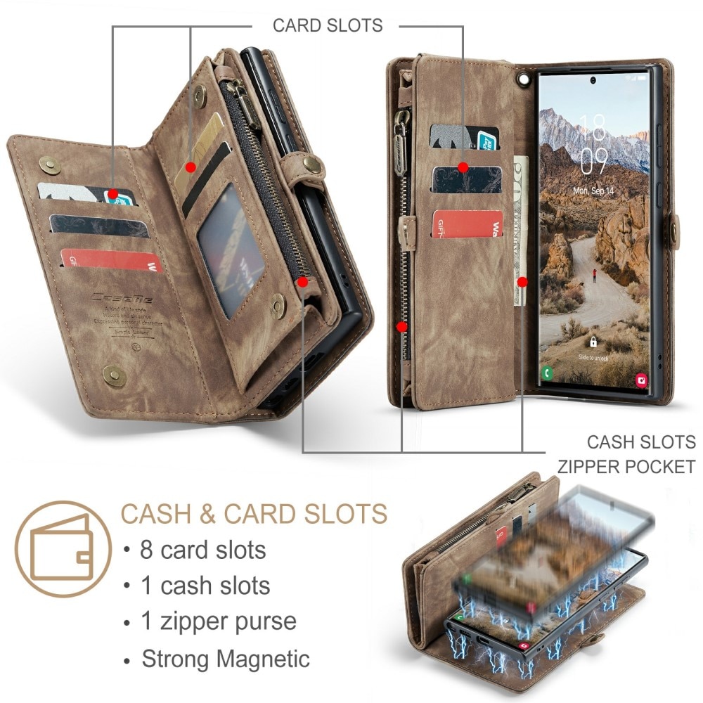 Cover portafoglio Multi-Slot Samsung Galaxy S24 Ultra marrone