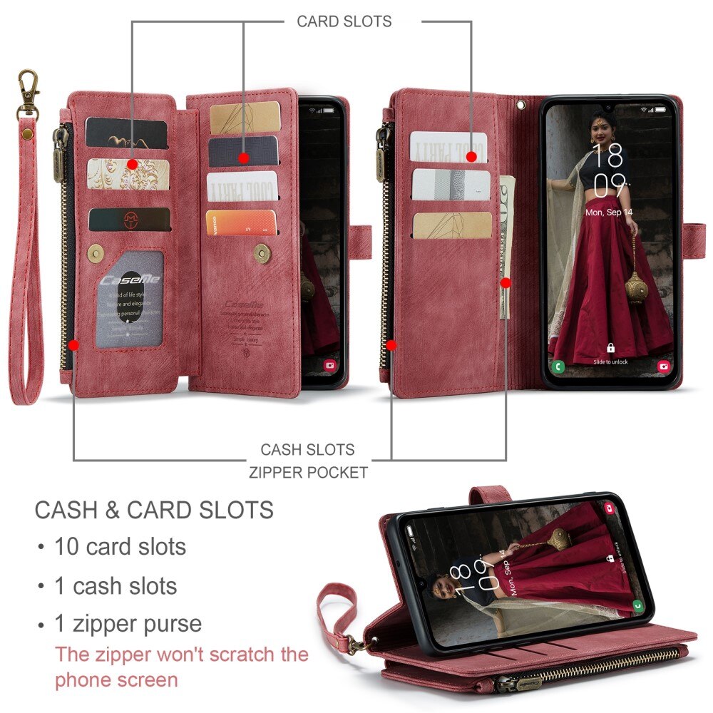 Custodie a portafoglio Zipper Samsung Galaxy A15 Rosso