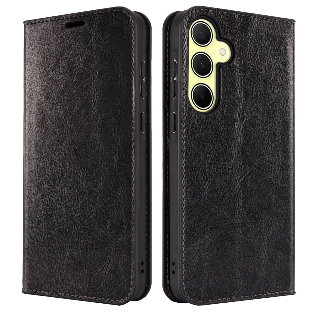 Cover Portafoglio in vera pelle Samsung Galaxy A35 nero