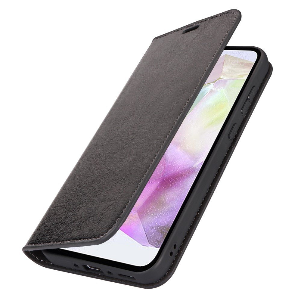 Cover Portafoglio in vera pelle Samsung Galaxy A35 nero