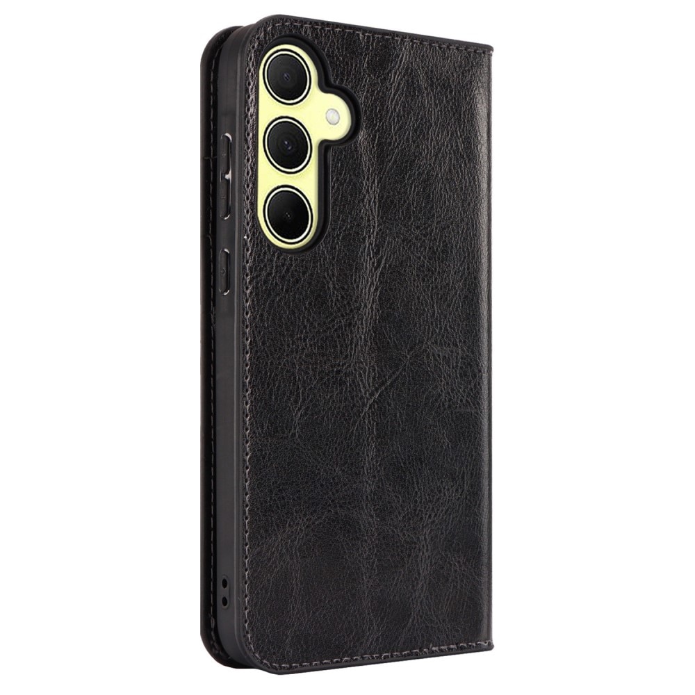 Cover Portafoglio in vera pelle Samsung Galaxy A35 nero