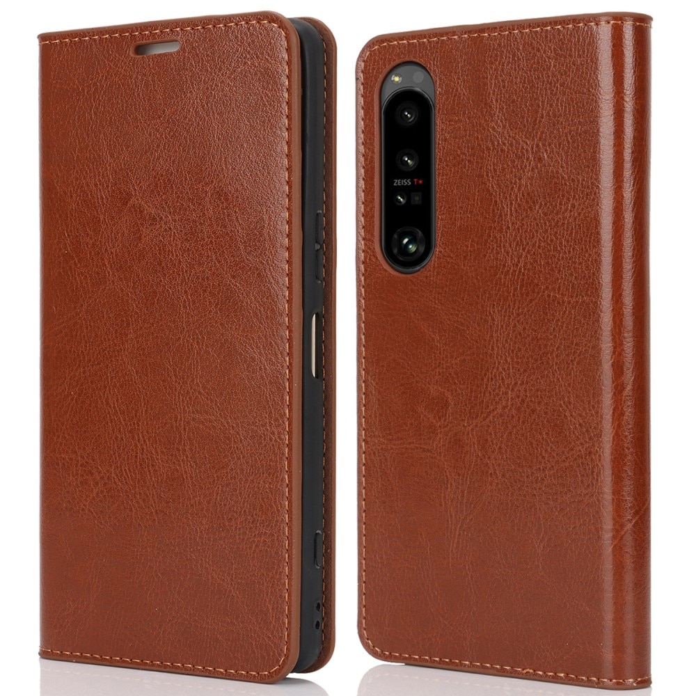 Cover Portafoglio in vera pelle Sony Xperia 1 VI marrone