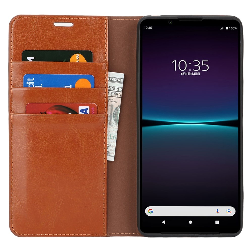 Cover Portafoglio in vera pelle Sony Xperia 1 VI marrone